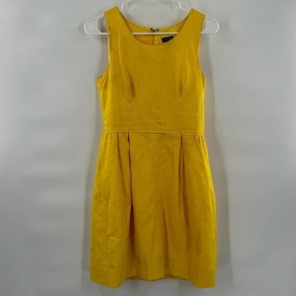J. Crew Dresses & Skirts - J. Crew yellow pleated sleeveless dress with pockets size 2